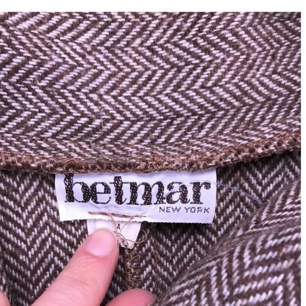 Vintage Betmar Cape Women OS Brown Herringbone Wool Blend Made in USA - Picture 2 of 12